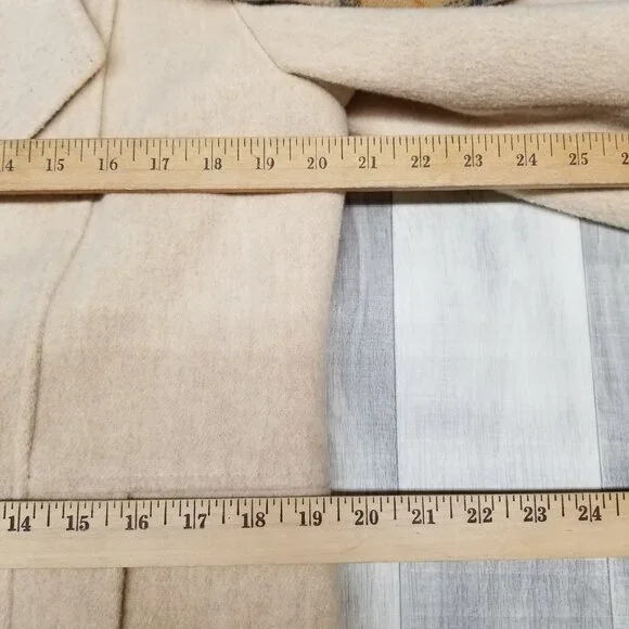 ✅Womens L VTG Mackintosh Beige Wool Pea Coat/Jacket USA Union Made *Moth Damage - Picture 10 of 14